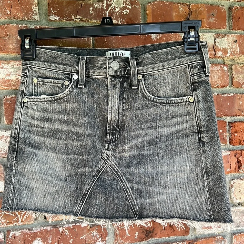 Agolde distressed denim skirt size 23 - Picture 1 of 3